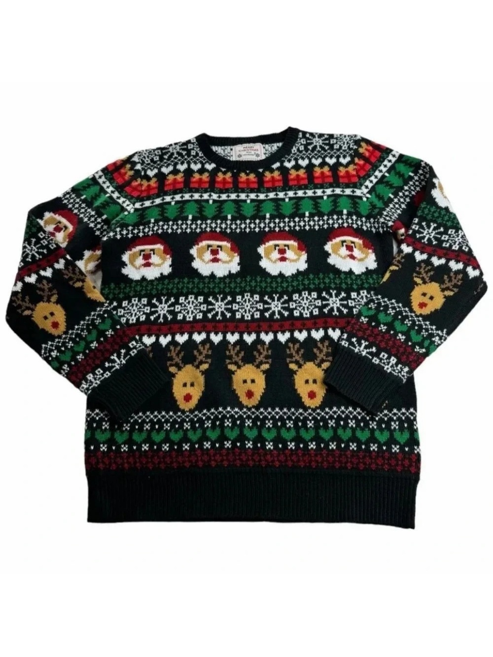 Daisy’s Boutique Ugly Christmas Sweater Women’s Large Santa Reindeer Holiday
